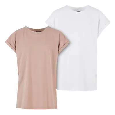 Girls' Extended Shoulder Tee T-Shirt - Pack White+Pink