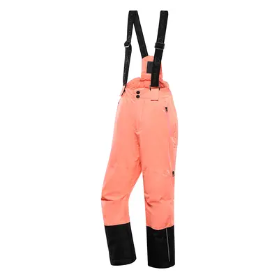 Children's ski pants with ptx membrane ALPINE PRO FELERO neon salmon