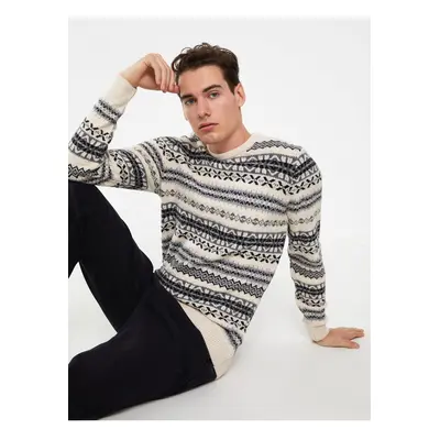 LC Waikiki Crew Neck Long Sleeve Patterned Men's Knitwear Sweater