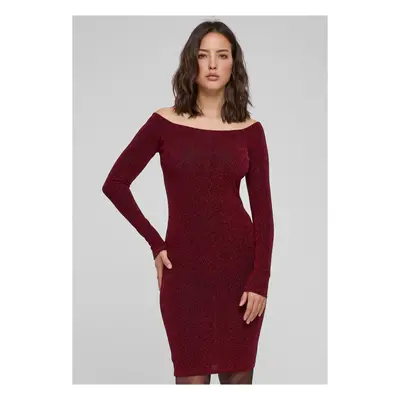 Women's glittering dress with long sleeves burgundy