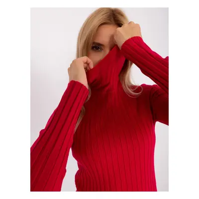 Red women's turtleneck with viscose