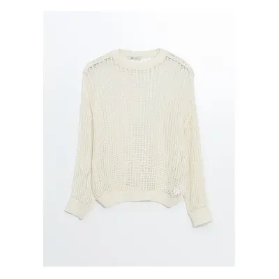 LC Waikiki Crew Neck Openwork Oversize Women's Knitwear Sweater