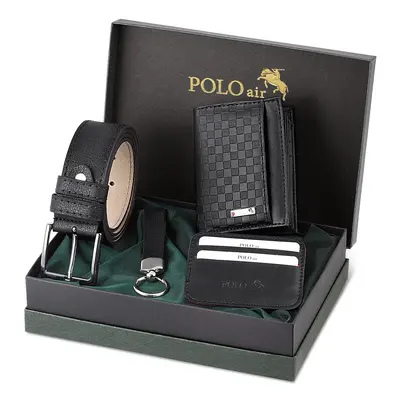 Polo Air Checkerboard Pattern Wallet It Makes It Own Card Holder Belt Keychain Combine Black Set