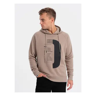 Ombre Men's printed HOODIE sweatshirt - dark beige