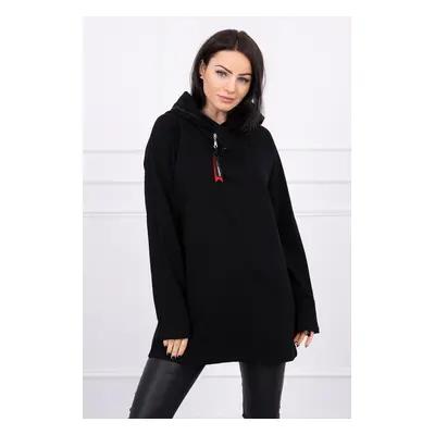 Tunic with zipper on hood Oversize black