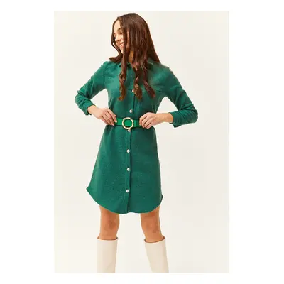 Olalook Women's Emerald Green Cachet Shirt Dress