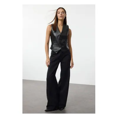 Trendyol Black Regular Faux Leather Vest