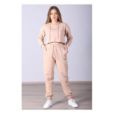 Madmext Mad Girls Camel Hoodie Women's Tracksuit Set