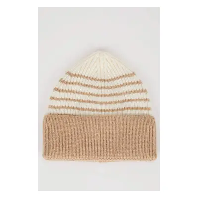 DEFACTO Baby Boy Striped Fleece Inside Knitwear Beret