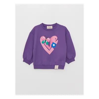 LC Waikiki Crew Neck Long Sleeve Printed Baby Girl Sweatshirt Purple