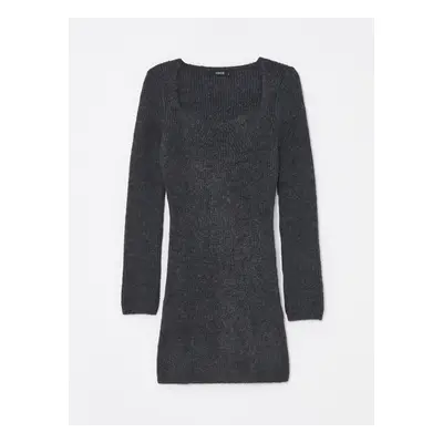 LC Waikiki Sweetheart Neckline Plain Long Sleeve Women's Knitwear Dress