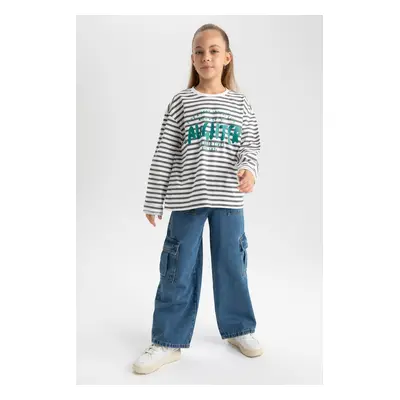 DEFACTO Girls Wide Leg Cargo Wide Leg Jeans