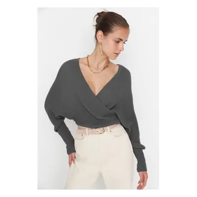 Trendyol Anthracite Double Breasted Knitted Sweater