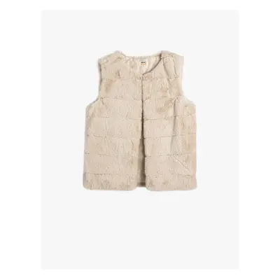 Koton Plush Vest Round Neck Sleeveless