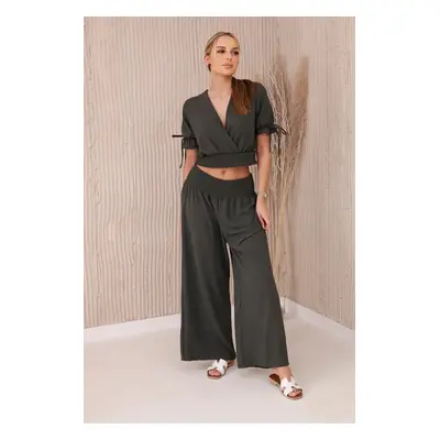 Women's blouse + trousers set - khaki