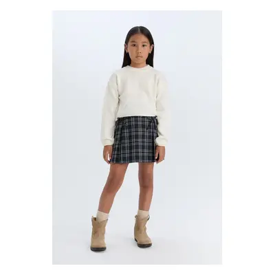 DEFACTO Girl's Checkered Pleated Skirt