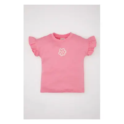 DEFACTO Baby Girl Crew Neck Printed Short Sleeve T-Shirt