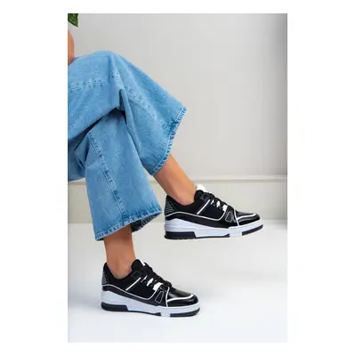 NİŞANTAŞI SHOES Galaxy Black Knit Thick Sole Women's Sneakers