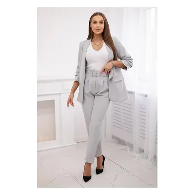 Elegant set of jacket and trousers in gray color