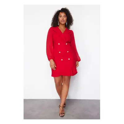 Trendyol Curve Red Woven Jacket Dress