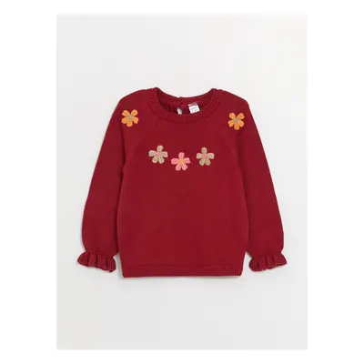 LC Waikiki Crew Neck Embroidered Baby Girl Knitwear Sweater