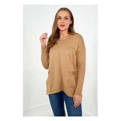 Sweater with front pockets Camel