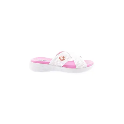 DGN 101-23y Women's Cross Strapped Slippers White Fuchsia