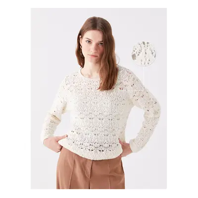 LC Waikiki Crew Neck Openwork Long Sleeve Women's Knitwear Sweater