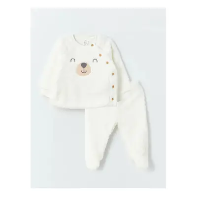 LC Waikiki LCW baby Crew Neck Long Sleeve Embroidered Plush Baby Boy Sweatshirt and Sweatpants