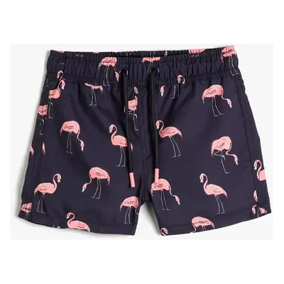 Koton Boys' Flamingo Printed Tie Waist Beach Shorts 3skb00037bw