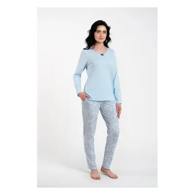 Salli women's pyjamas, long sleeves, long pants - blue/duk blue