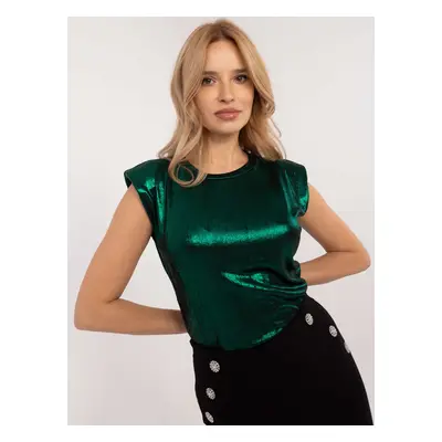 Dark green shiny formal blouse