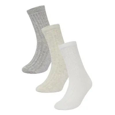 DEFACTO Baby Girl Non-Slip Sole 3-Pack Cotton Long Socks