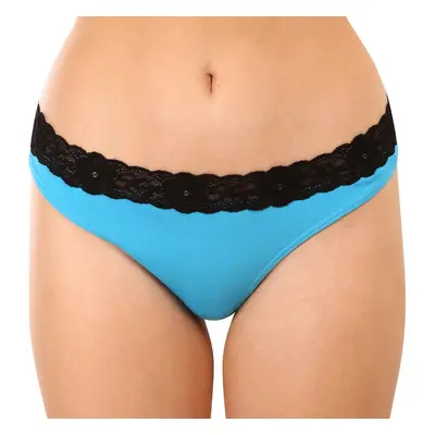 Women's thong Styx with lace blue