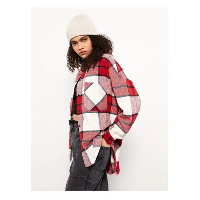 LC Waikiki Hooded Plaid Long Sleeve Flannel Oversize Women Lumberjack Shirt Jacket