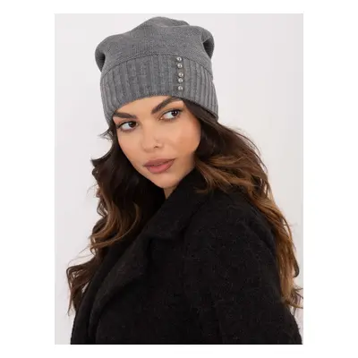 Dark grey winter hat with ribbing RUE PARIS