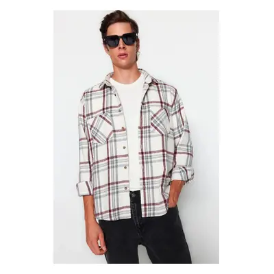 Trendyol Claret Red Regular Fit Double Pocket Winter Lumberjack Checkered Shirt