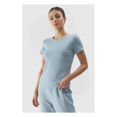 Women's Slim 4F Plain T-Shirt - Light Blue