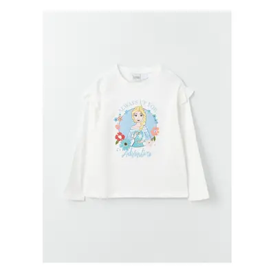 LC Waikiki Crew Neck Elsa Printed Long Sleeve Girls T-Shirt