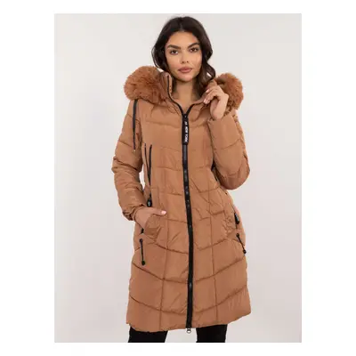 Brown winter jacket with detachable hood