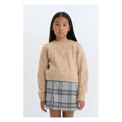 DEFACTO Girl Regular Fit Knit Detailed Crew Neck Knitwear Sweater