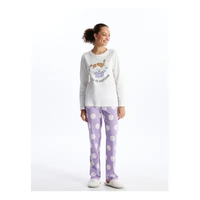 LC Waikiki Crew Neck Printed Long Sleeve Women's Pajama Set