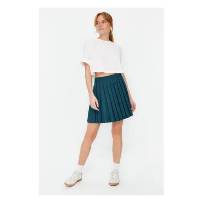 Trendyol Emerald Green Pleat Detailed Mini Length Woven Skirt