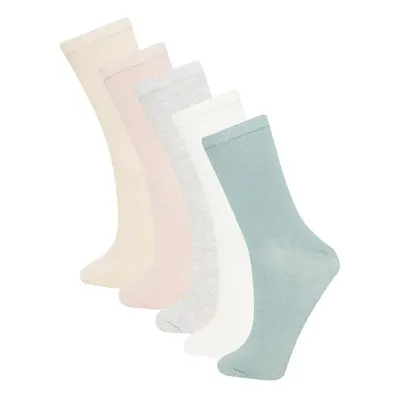 DEFACTO Women's 5-Piece Cotton Long Socks