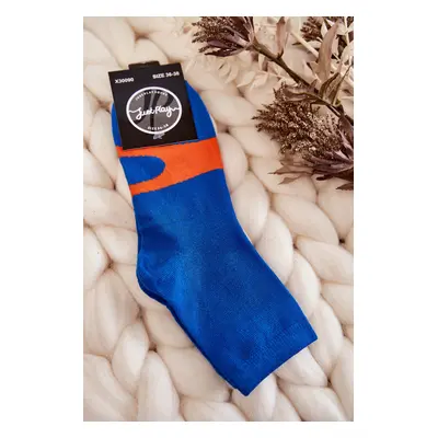 Women's cotton socks orange pattern blue