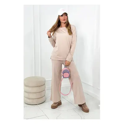 Cotton set Sweatshirt + Wide leg trousers light beige