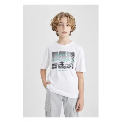 DEFACTO Boy Oversize Fit Crew Neck Printed Short Sleeve T-Shirt