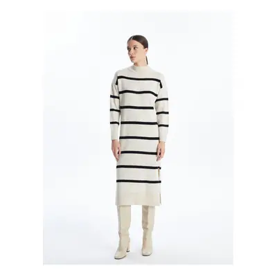 LC Waikiki High Collar Striped Women's Knit Dress