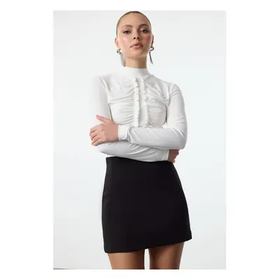 Trendyol Ecru Ruffle Detailed Knitted Bodysuit