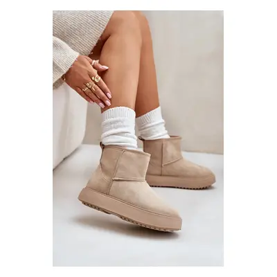 Women's platform snow boots made of eco suede beige Atteria